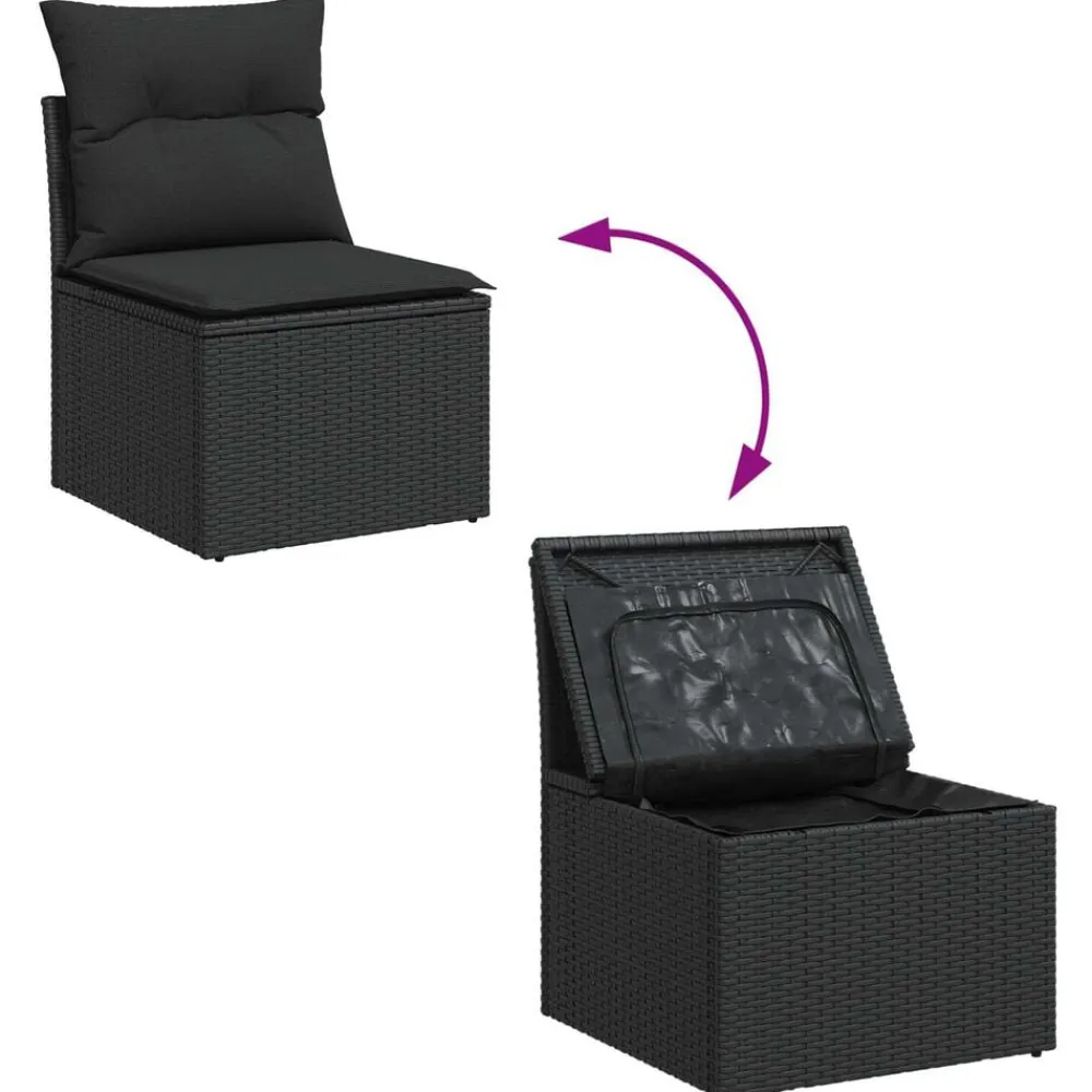 vidaXL Conjunto de sofá de jardín 10 pcs Poliratán Negro Best