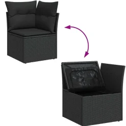 vidaXL Conjunto de sofá de jardín 10 pcs Poliratán Negro Best