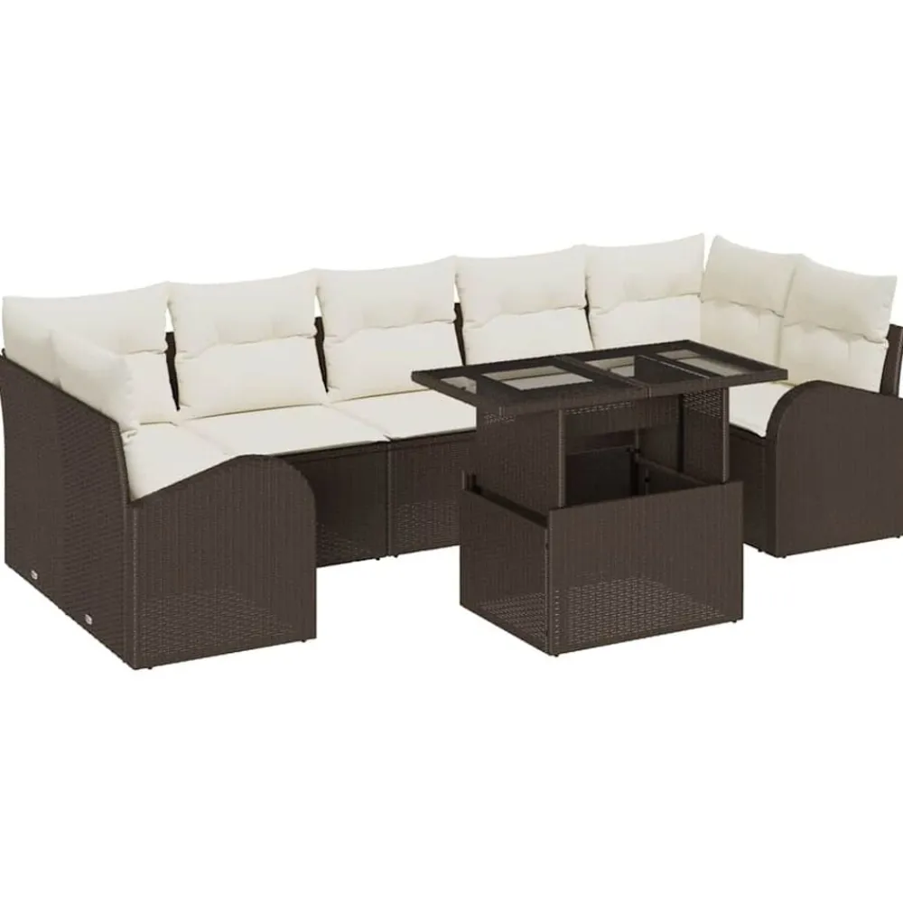 vidaXL Muebles De Jardín-Conjunto de sofá de jardín con cojín 8 pcs Marrón Poliratán