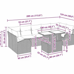 vidaXL Muebles De Jardín-Conjunto de sofá de jardín con cojín 8 pcs Marrón Poliratán