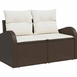 vidaXL Muebles De Jardín-Conjunto de sofá de jardín con cojín 8 pcs Marrón Poliratán