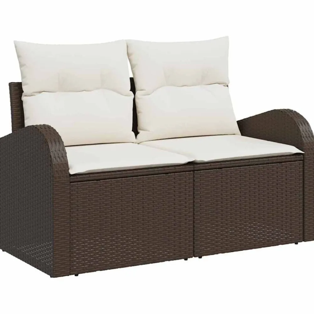 vidaXL Muebles De Jardín-Conjunto de sofá de jardín con cojín 8 pcs Marrón Poliratán