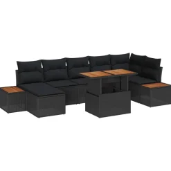 vidaXL Muebles De Jardín-Conjunto de sofá de jardín 8 pcs Poliratán
