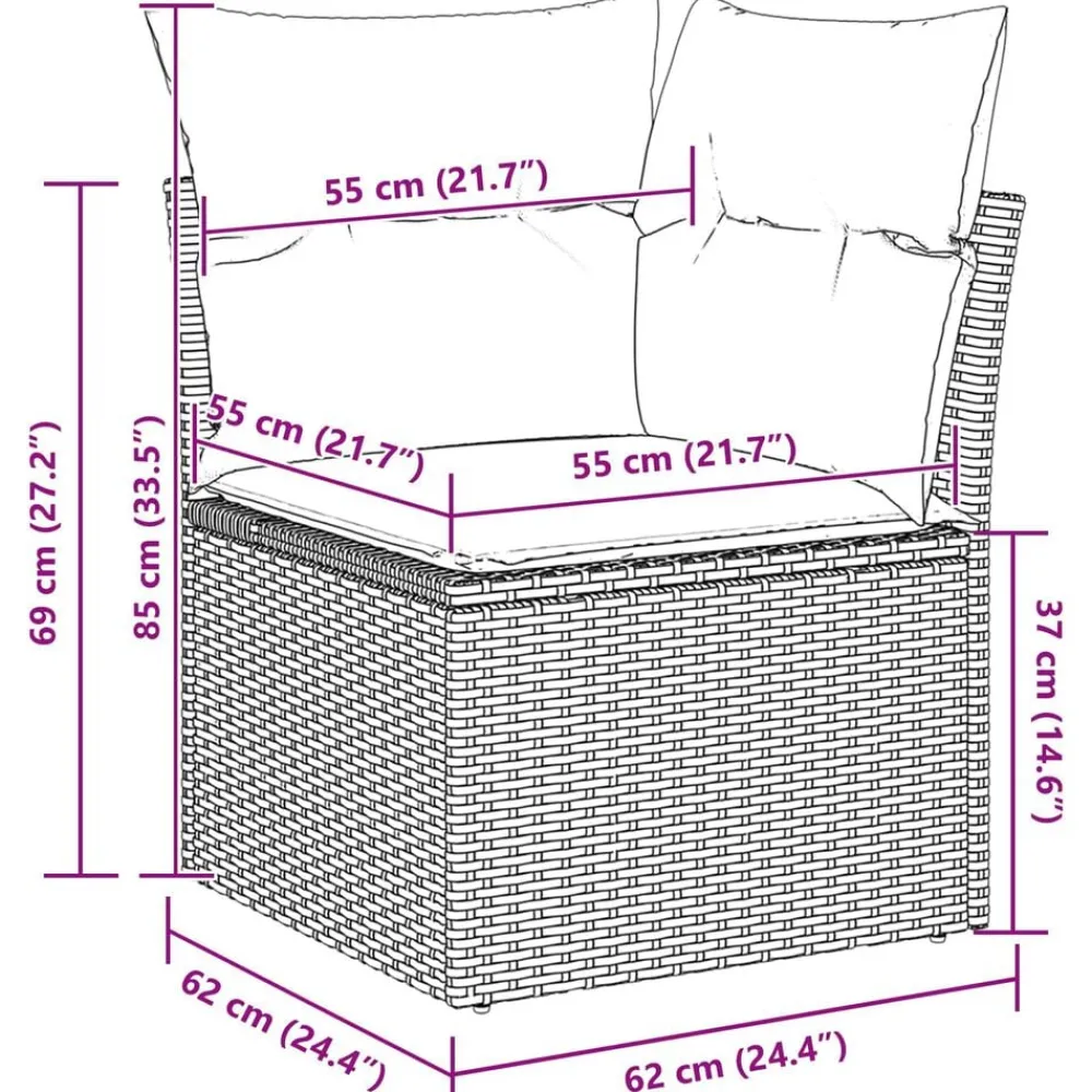 vidaXL Muebles De Jardín-Conjunto de sofá de jardín 8 pcs Poliratán