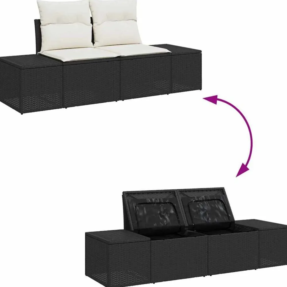 vidaXL Muebles De Jardín-Conjunto de sofá de jardín 11 pcs Negro Poliratán