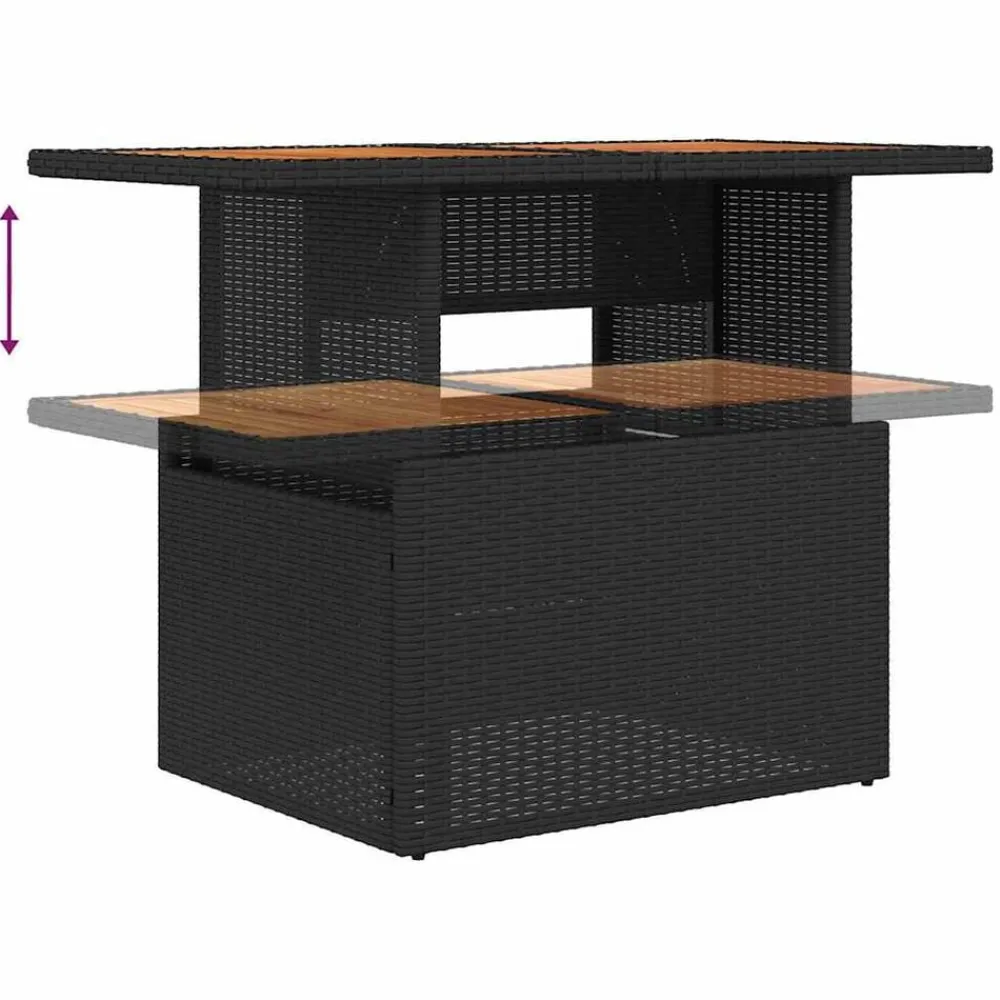 vidaXL Muebles De Jardín-Conjunto de sofá de jardín 11 pcs Negro Poliratán