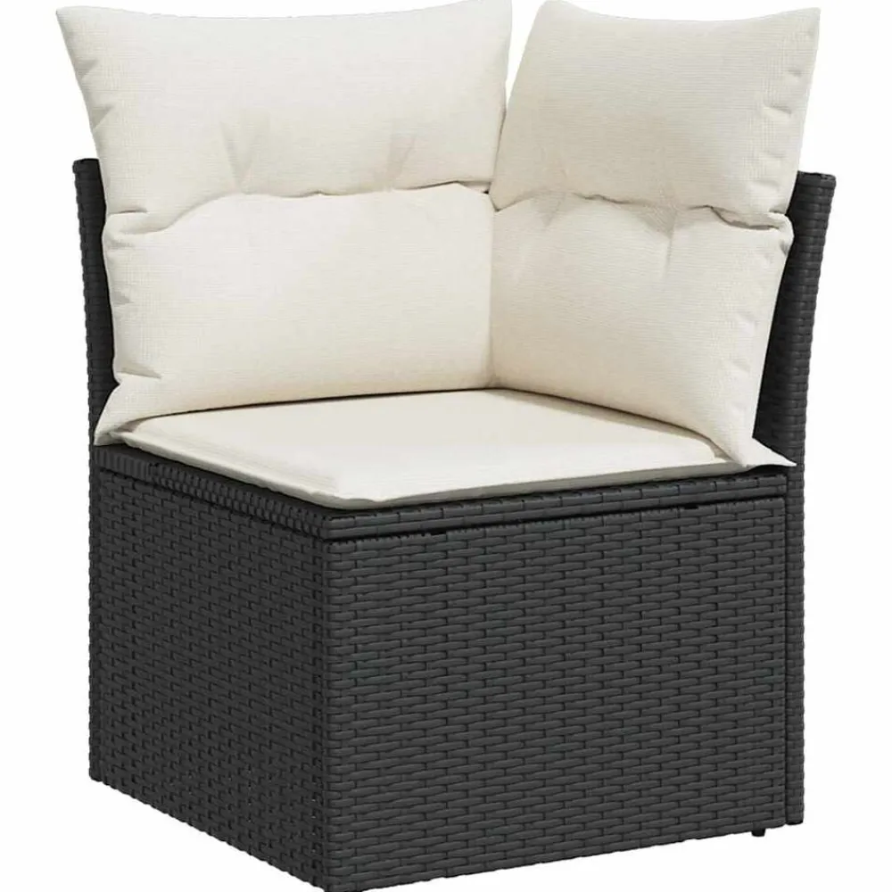 vidaXL Muebles De Jardín-Conjunto de sofá de jardín 11 pcs Negro Poliratán