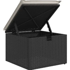 vidaXL Conjunto de sofá de jardín con cojín 4 pcs Poliratán Negro Hot