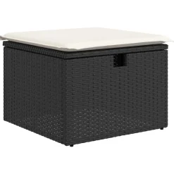 vidaXL Conjunto de sofá de jardín con cojín 4 pcs Poliratán Negro Hot