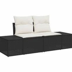vidaXL Muebles De Jardín-Conjunto de sofá de jardín 4 pcs crema ratán sintético