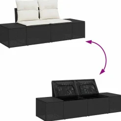 vidaXL Muebles De Jardín-Conjunto de sofá de jardín 4 pcs crema ratán sintético