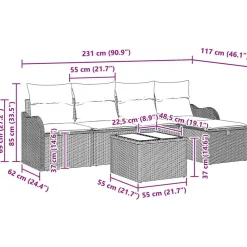 vidaXL Conjunto de sofá de jardín con cojín 6 pcs Poliratán Gris claro Discount