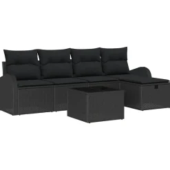 vidaXL Muebles De Jardín-Conjunto de sofá de jardín con cojín 6 pcs Poliratán