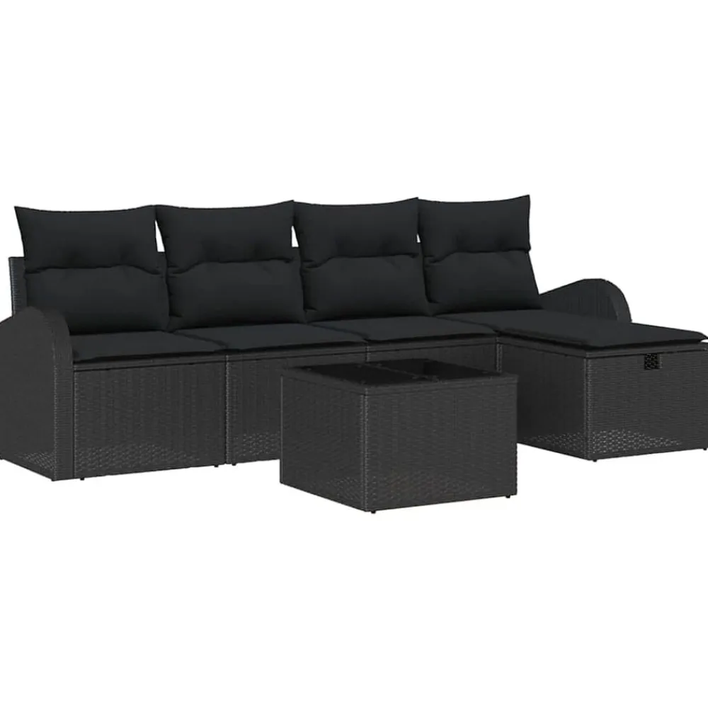 vidaXL Muebles De Jardín-Conjunto de sofá de jardín con cojín 6 pcs Poliratán