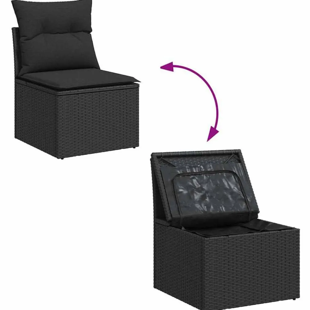 vidaXL Muebles De Jardín-Conjunto de sofá de jardín con cojín 6 pcs Poliratán
