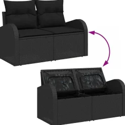 vidaXL Muebles De Jardín-Conjunto de sofá de jardín con cojín 6 pcs Poliratán