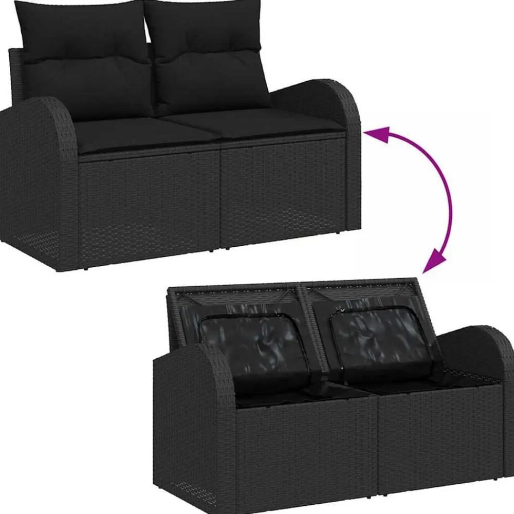 vidaXL Muebles De Jardín-Conjunto de sofá de jardín con cojín 6 pcs Poliratán