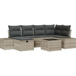 vidaXL Muebles De Jardín-Conjunto de sofá de jardín 7 pcs ratán sintético