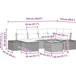 vidaXL Muebles De Jardín-Conjunto de sofá de jardín 7 pcs ratán sintético