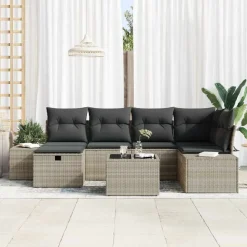 vidaXL Muebles De Jardín-Conjunto de sofá de jardín 7 pcs ratán sintético