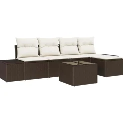 vidaXL Conjunto de sofá de jardín 5 pcs Marrón y crema ratán sintético Marr&oacute;n y Online
