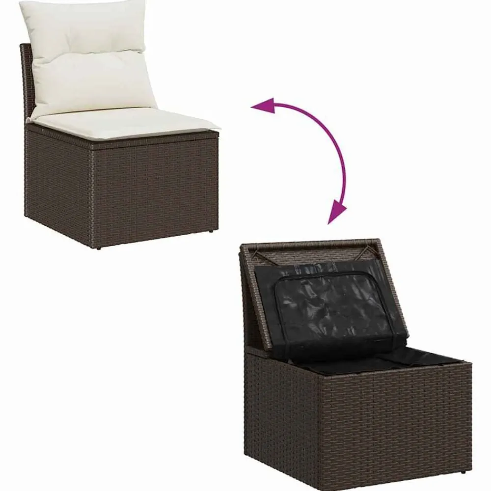 vidaXL Conjunto de sofá de jardín 5 pcs Marrón y crema ratán sintético Marrón y Online