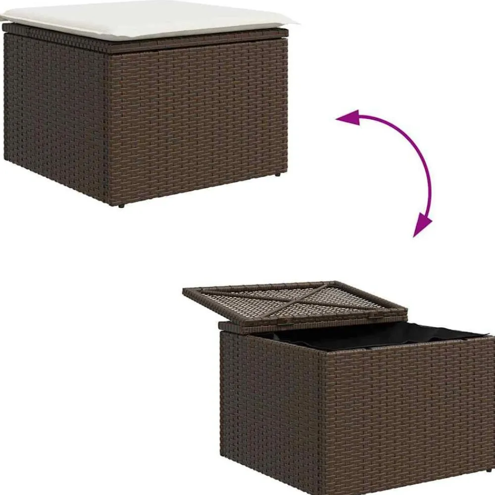 vidaXL Conjunto de sofá de jardín 5 pcs Marrón y crema ratán sintético Marrón y Online