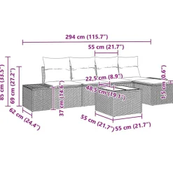 vidaXL Conjunto de sofá de jardín 5 pcs Marrón y crema ratán sintético Marrón y Online