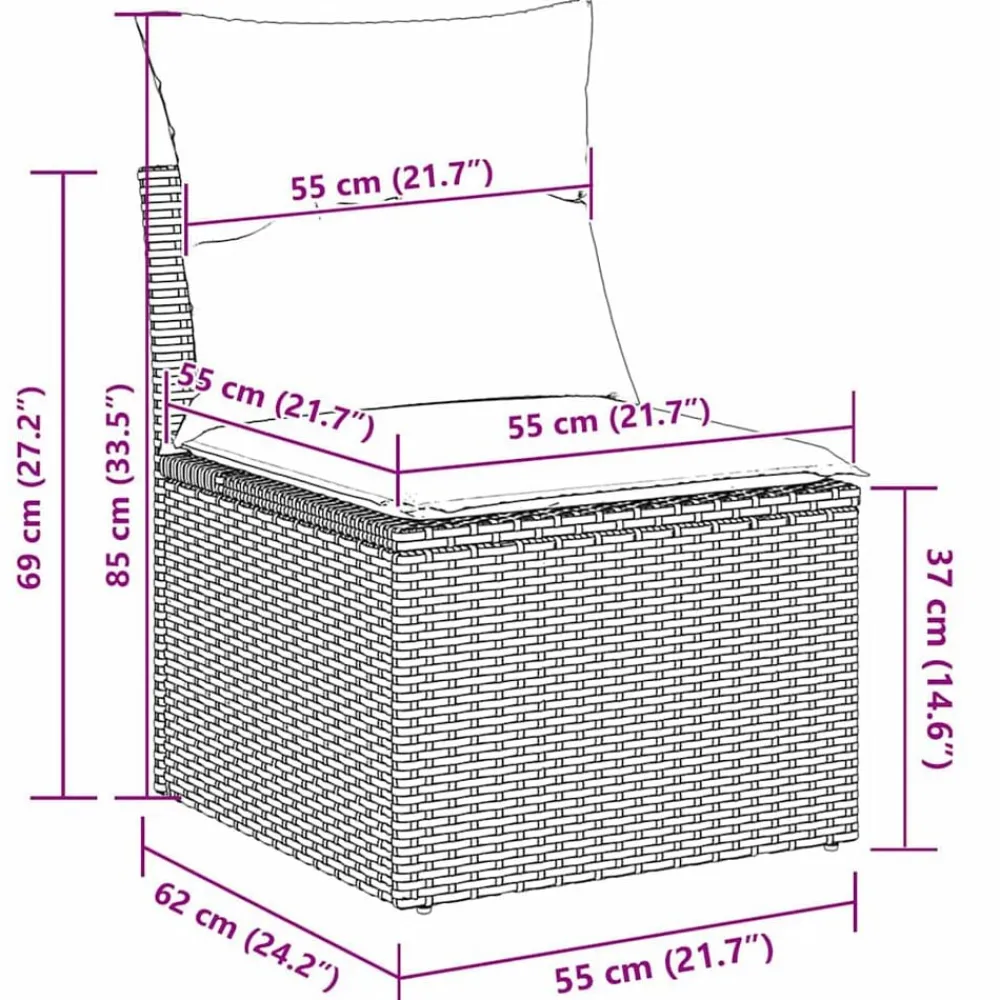 vidaXL Conjunto de sofá de jardín 5 pcs Marrón y crema ratán sintético Marrón y Online