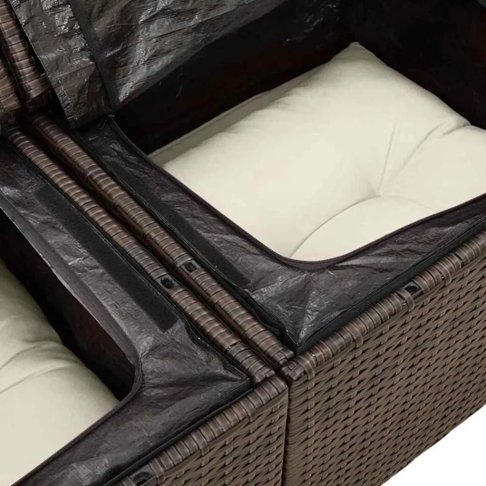 vidaXL Conjunto de sofá de jardín 5 pcs Marrón y crema ratán sintético Marrón y Online