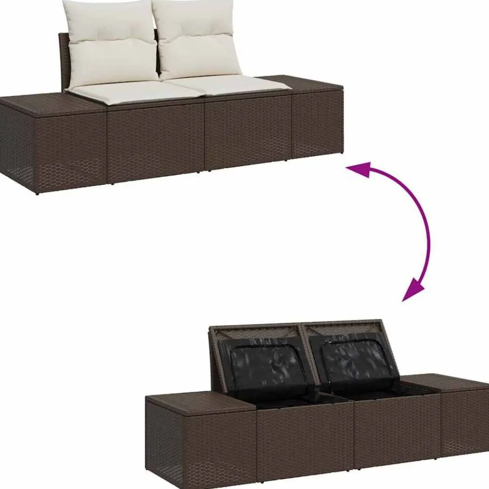 vidaXL Conjunto de sofá de jardín 5 pcs Marrón y crema ratán sintético Marrón y Online