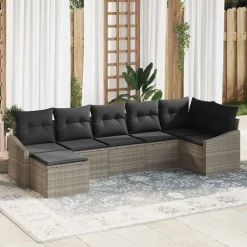 vidaXL Muebles De Jardín-Conjunto de sofá de jardín 7 pcs ratán sintético