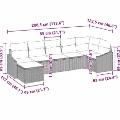 vidaXL Muebles De Jardín-Conjunto de sofá de jardín 7 pcs ratán sintético