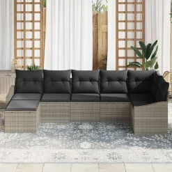 vidaXL Muebles De Jardín-Conjunto de sofá de jardín 7 pcs ratán sintético