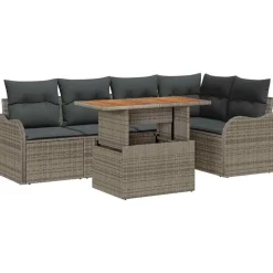 vidaXL Conjunto de sofá de jardín 6 pcs Poliratán Gris Clearance