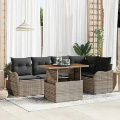 vidaXL Conjunto de sofá de jardín 6 pcs Poliratán Gris Clearance