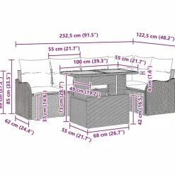 vidaXL Conjunto de sofá de jardín 6 pcs Poliratán Gris Clearance