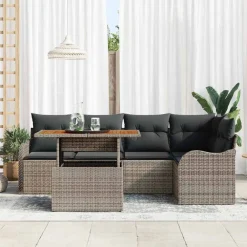 vidaXL Conjunto de sofá de jardín 6 pcs Poliratán Gris Clearance