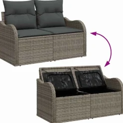 vidaXL Conjunto de sofá de jardín 6 pcs Poliratán Gris Clearance