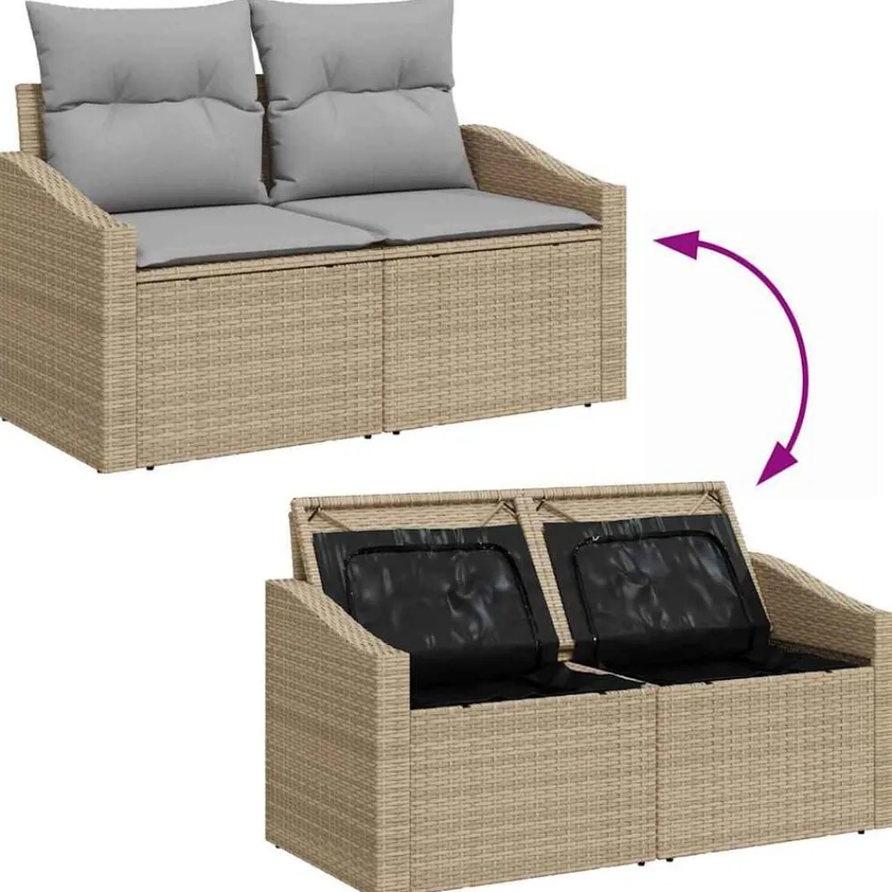 vidaXL Conjunto de sofá de jardín 5 pcs Beige Poliratán beige y gris claro