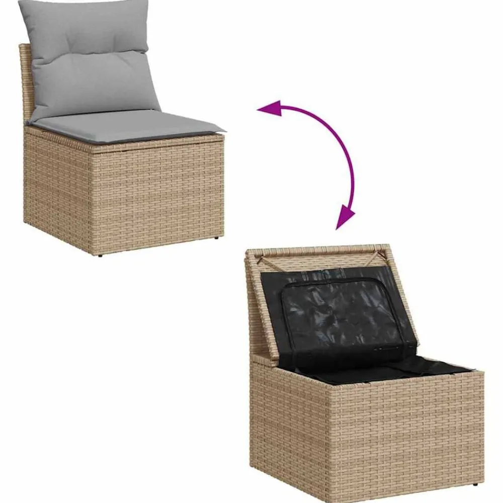 vidaXL Conjunto de sofá de jardín 5 pcs Beige Poliratán beige y gris claro