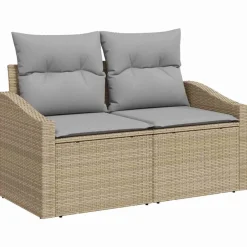 vidaXL Conjunto de sofá de jardín 5 pcs Beige Poliratán beige y gris claro