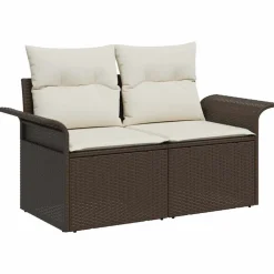 vidaXL Conjunto de sofá de jardín con cojín 8 pcs Marrón Poliratán Marrón y crema Online