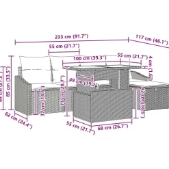 vidaXL Muebles De Jardín-Conjunto de sofá de jardín con cojín 6 pcs ratán sintético