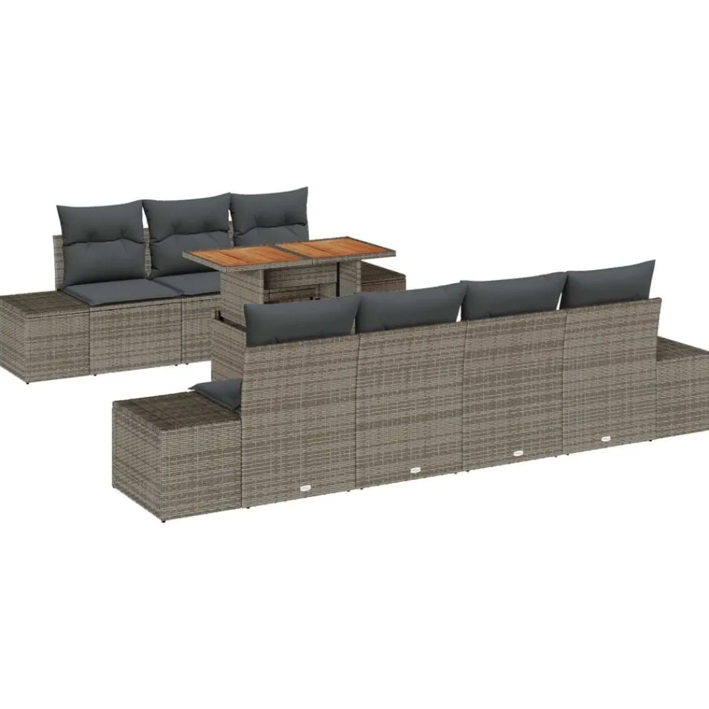 vidaXL Muebles De Jardín-Conjunto de sofá de jardín 8 pcs Poliratán