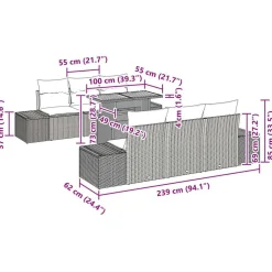 vidaXL Muebles De Jardín-Conjunto de sofá de jardín 8 pcs Poliratán