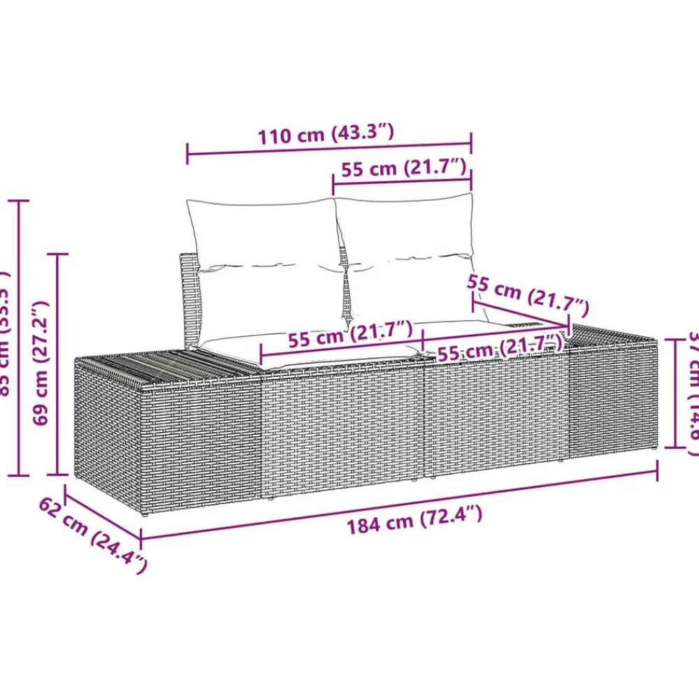 vidaXL Muebles De Jardín-Conjunto de sofá de jardín 8 pcs Poliratán