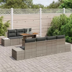 vidaXL Muebles De Jardín-Conjunto de sofá de jardín 8 pcs Poliratán