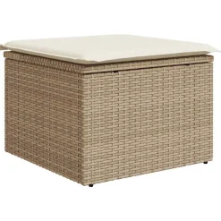 vidaXL Conjunto de sofá de jardín 8 pcs Beige Rattan de Poliéster beige y crema