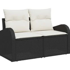 vidaXL Conjunto de sofá de jardín con cojín 8 pcs Poliratán Negro Sale